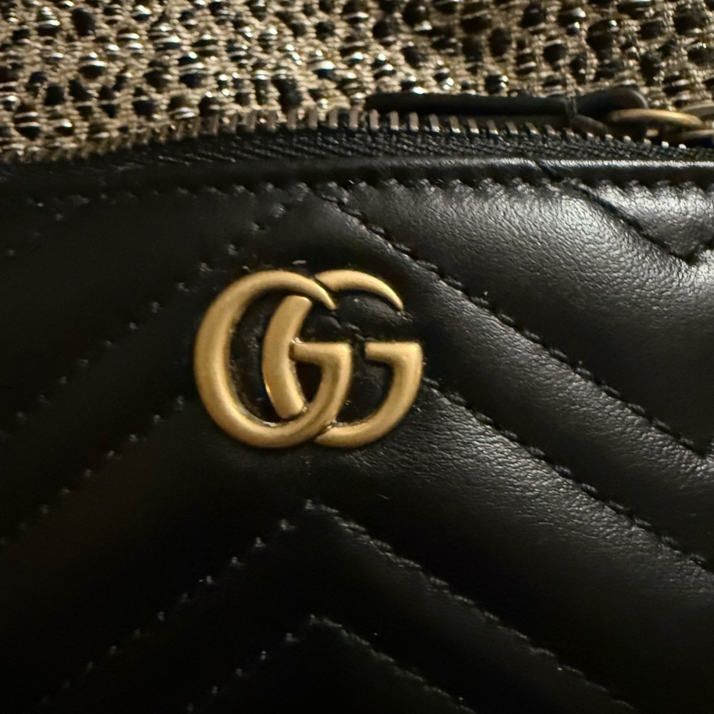 New! Gucci GG Marmont Matelassé Black Leather Card Holder Key Case - Picture 4 of 6